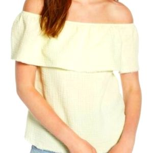 NWT socialite yellow textured off the shoulder top